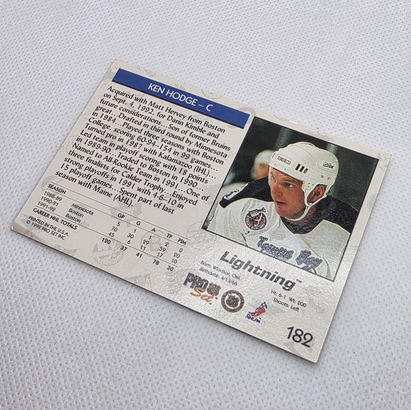 NHL 1992-93 Ken Hodge Tampa Bay Lightning #182 Pro Set Hockey Card - Picture 4 of 4